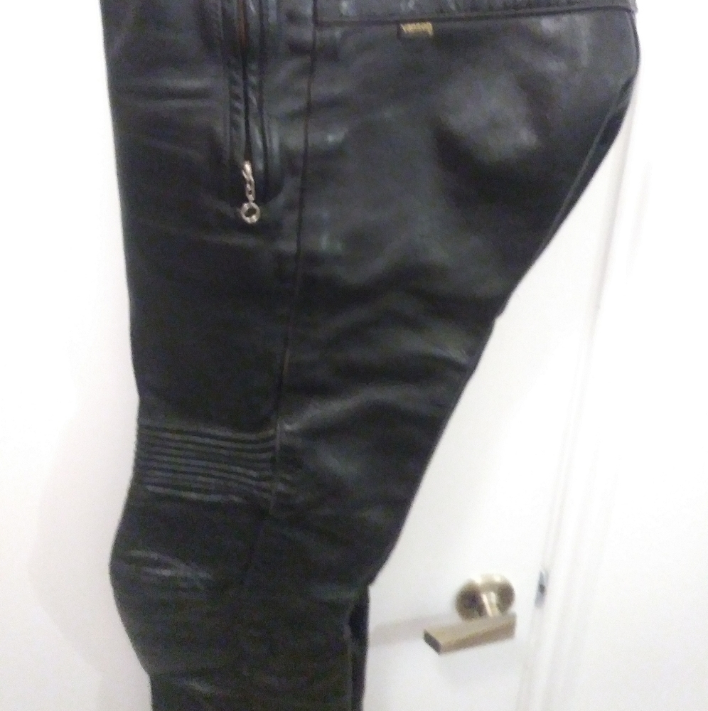 Heavy leather motorcycle pants